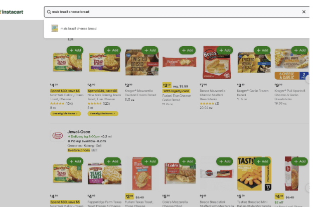 Search and Query Suggestions for mais brazil cheeze bread